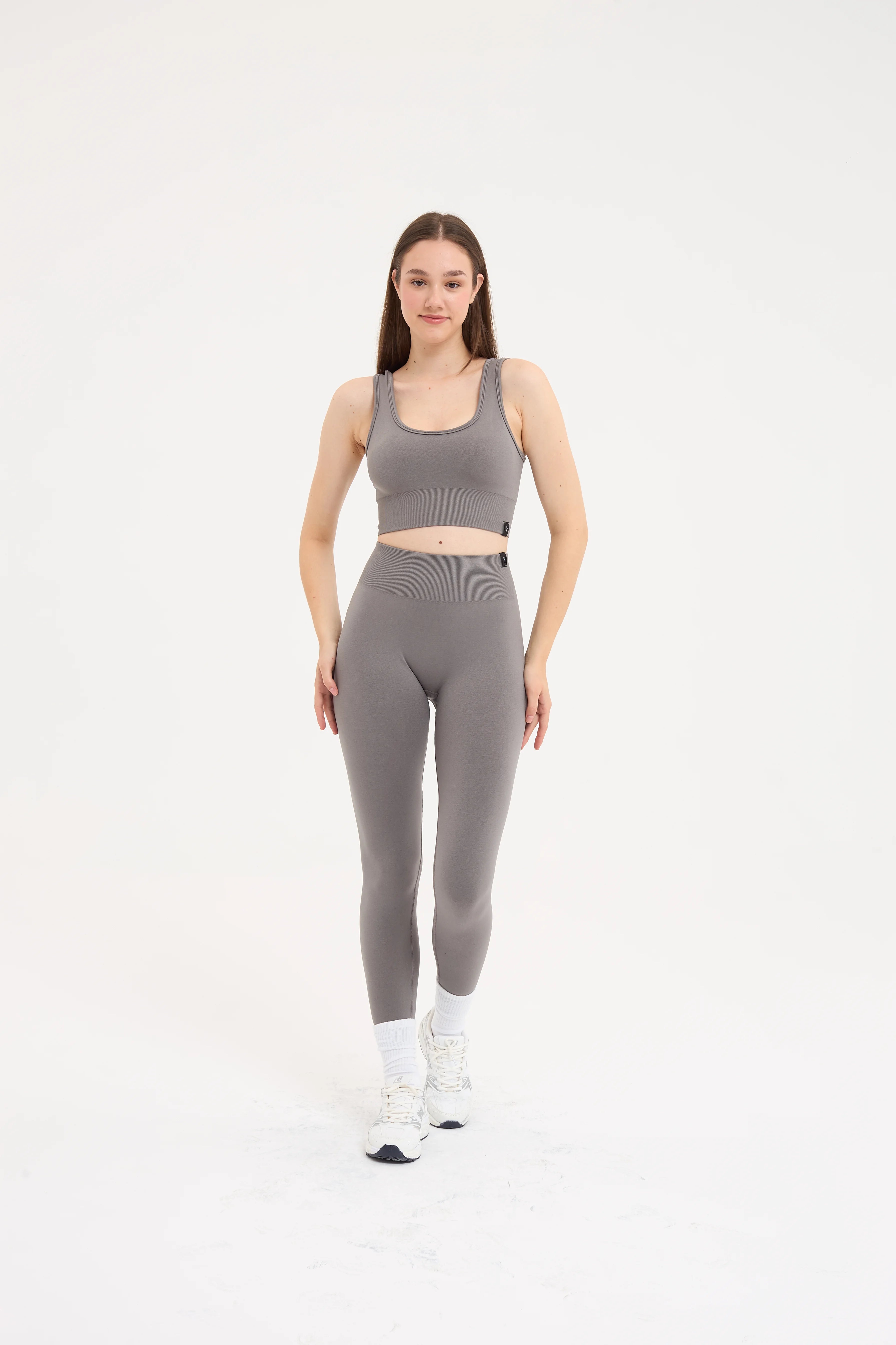 Essential Askılı Crop Top Büstiyer Gri