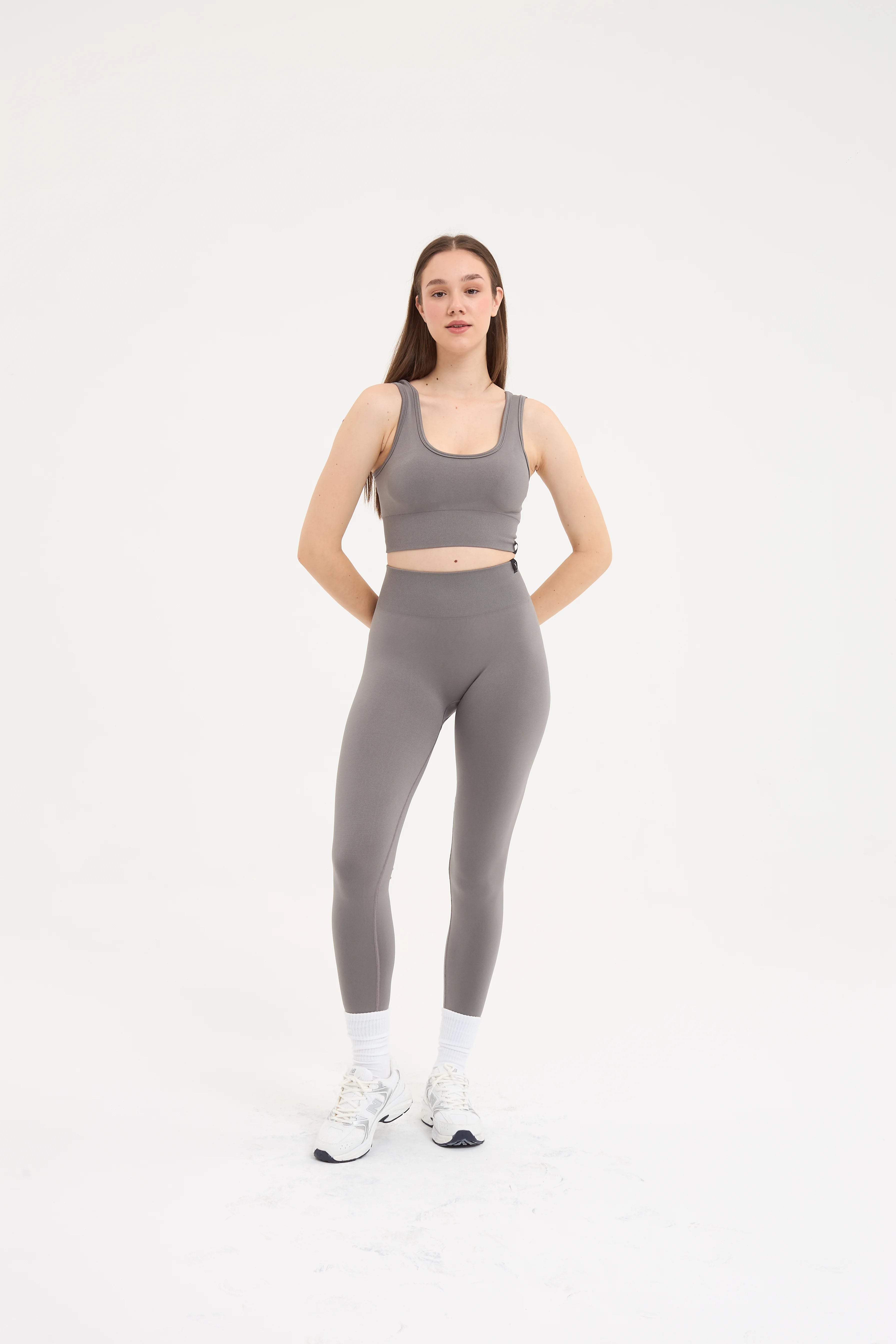 Essential Askılı Crop Top Büstiyer Gri