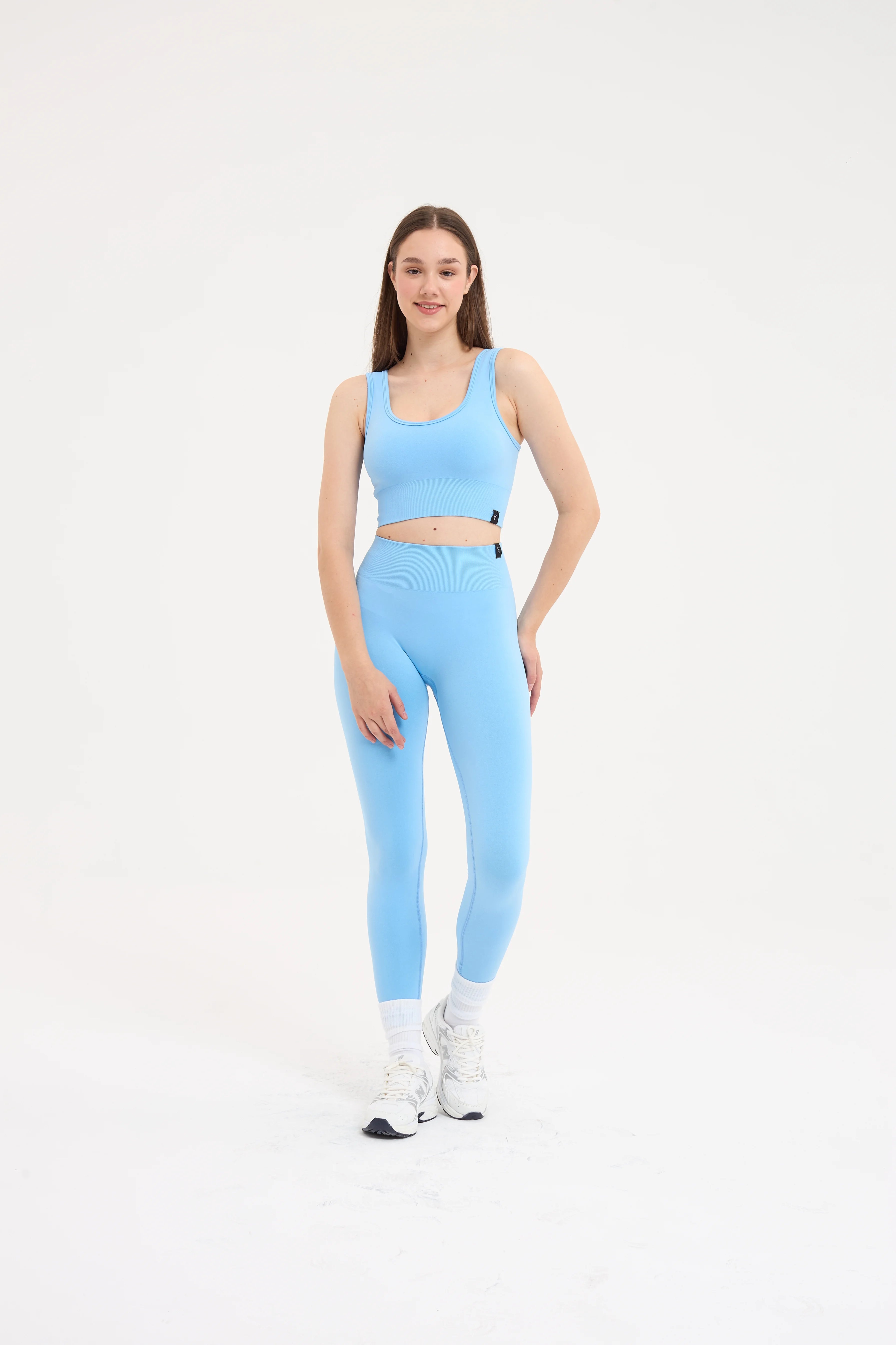 Essential Askılı Crop Top Büstiyer Bebek Mavisi