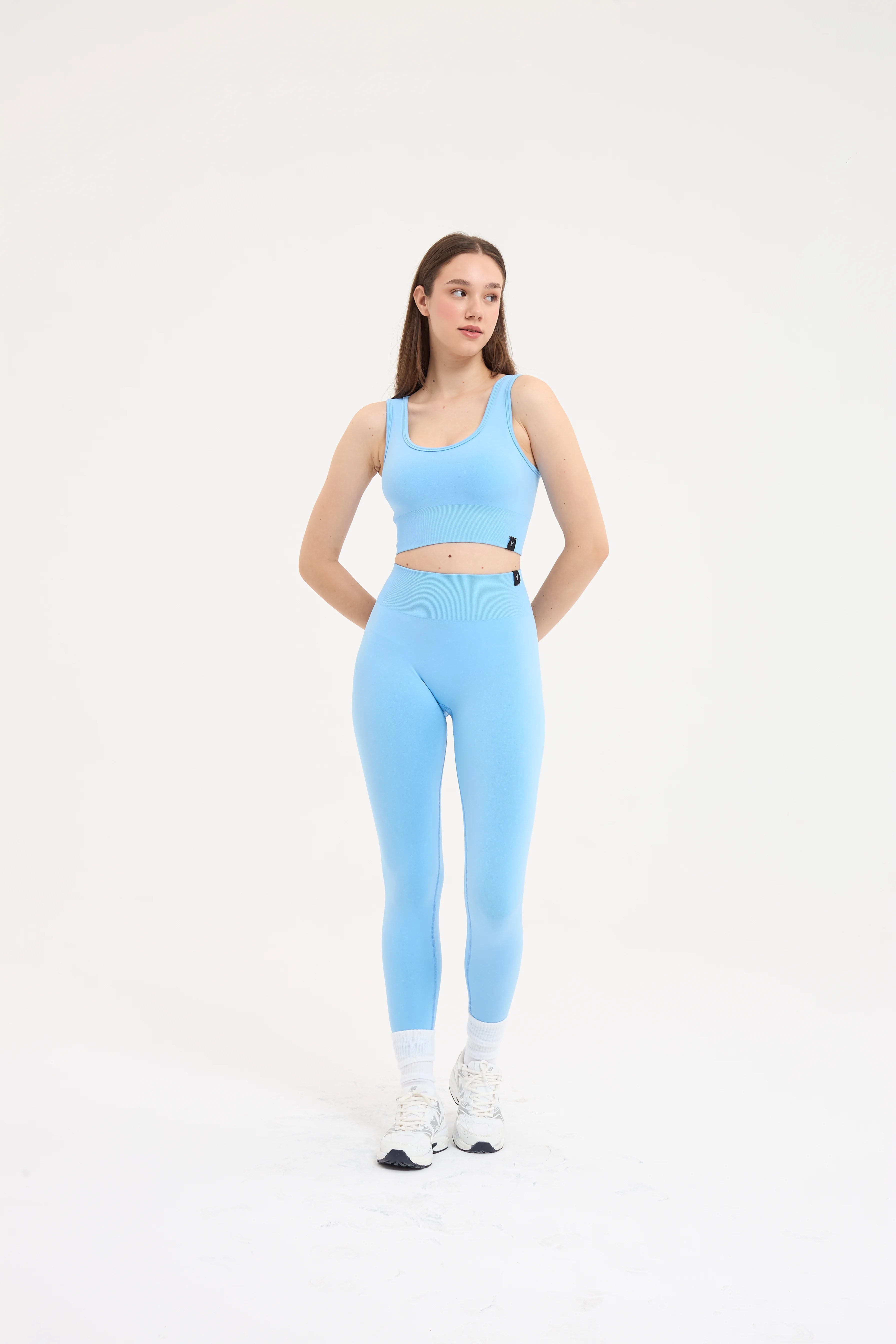 Essential Askılı Crop Top Büstiyer Bebek Mavisi
