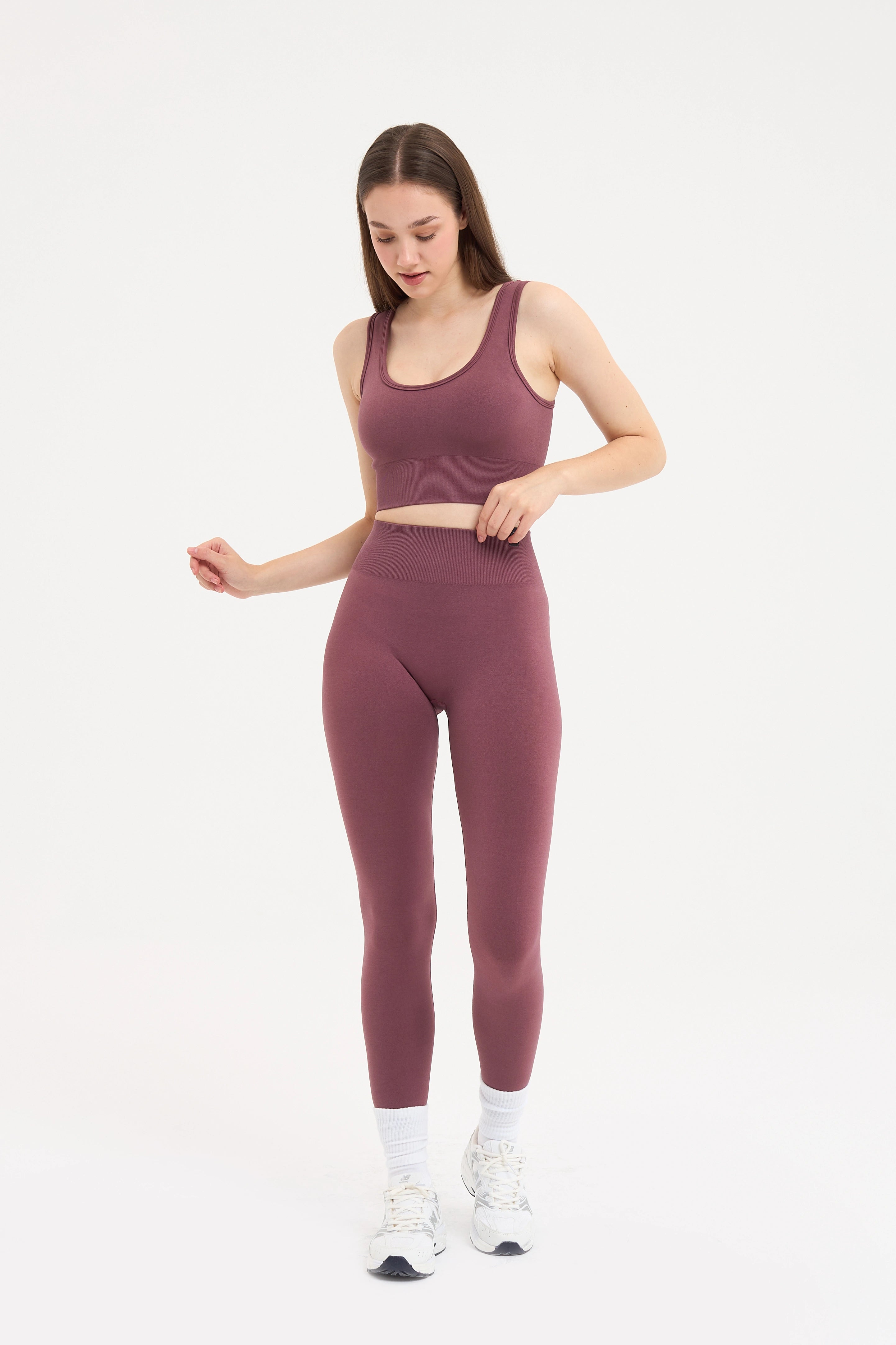 Essential Askılı Crop Top Büstiyer Mürdüm