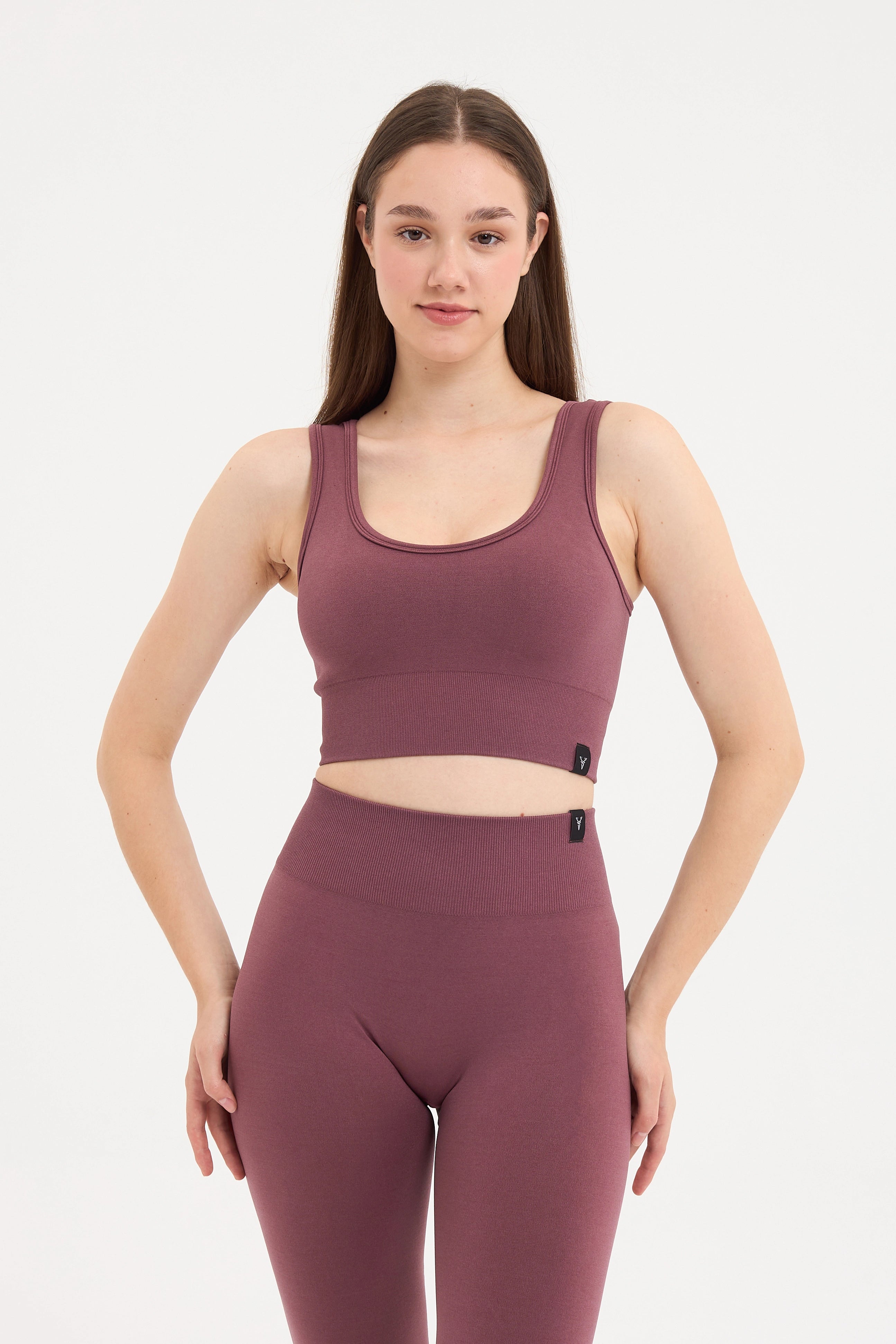 Essential Askılı Crop Top Büstiyer Mürdüm