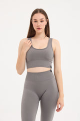 Essential Askılı Crop Top Büstiyer Gri
