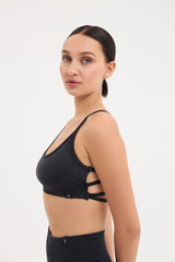 Glowfit Sırt Detaylı Askılı Bra Siyah