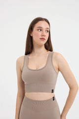 Essential Askılı Crop Top Büstiyer Bej