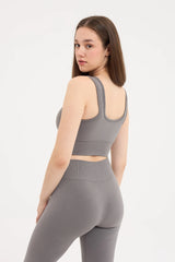 Essential Askılı Crop Top Büstiyer Gri